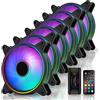 EZDIY-FAB Moonlight Ventole Case RGB da 120 mm con Fan Hub X e Telecomando,Scheda Madre Aura SYNC,Controllo della velocità,Ventilatore Indirizzabile per PC Case-6 Pack