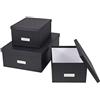 Bigso Box of Sweden Scatole con coperchio per oggetti vari - Scatole portaoggetti cartone per camera, bagno e ufficio - Scatole organizer impilabili in fibra di legno e carta - Set da 3 - grigio scuro