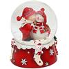 Dekohelden24 Palla di vetro con neve, pupazzo di neve con bambino, duo, rosso e bianco, dimensioni (altezza/larghezza/diametro): circa 8,5 x 7 cm/Ø 6,5 cm, pupazzo di neve+ bambino.
