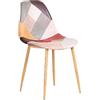 ZONS Zone - Set di 4 sedie patchwork in colori diversi con inserto in metallo imitazione legno
