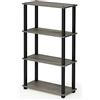 Furinno Turn-N-Tube Libreria a 4 Piani, Rovere Francese Grigio (French Oak Grey/Black), 109.86 x 29.46 x 59.94 cm