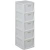 BranQ Home essential BranQ - Home essential Scaffale in Rattan Design Rattan plastica PP (Polipropilene) Senza BPA, Bianco, 29,5 x 24 x 80 cm, 5 cestini