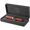 Parker Duofold Classic Big Red Vintage Centennial Penna stilografica | punta in oro puro sottile | inchiostro nero e adattatore