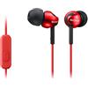 Sony MDREX110AP Cuffie In-Ear con Microfono, Auricolari in Silicone, Rosso