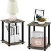Furinno Simplistic Tavolino, set di due, rovere francese/nero