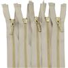 Aerzetix - C61351 - Set di 5 Cerniere separabili 50cm in Metallo con tiretto Decorativo - Cerniera Lampo - Beige - cursore Jeans Gilet pelletteria Cucito Vestiti Pantaloni merceria