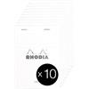 RHODIA 13601Cpack - Bloc-Notes a punto metallico N°13 White - A6 - a righe - 80 fogli staccabili - Carta Clairefontaine Bianca 80g/m² -copertina in carta trattata- Confezione da 10 blocchi