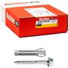 Fischer 100 Tasselli SX Plus BM con Vite Testa Esagonale 10x50 mm per Muro Pieno, Mattone Forato, Muratura, Calcestruzzo, per il Fissaggio di Lampadari, Mobili, Pensili, Mensole, 567625