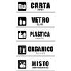 Readyprint Set Adesivi Raccolta differenziata, etichette riciclo con illustrazioni e scritte Bianco e nero, lavabili, in italiano e inglese. Mis. 15x4 cm