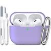 R-fun Custodia per Airpods Pro 2a/1a generazione con set di pulizia, protezione completa in silicone per custodia di ricarica Apple AirPods Pro 2023/2022/2019 [LED anteriore visibile], Banana viola