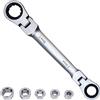 LOSCHEN] Chiave a cricchetto 180Flex-Head,7 in 1 doppia chiave a cricchetto con 8, 10, 12, 13, 14, 17, 19 mm, chiave combinata a cricchetto a 72 denti in acciaio cromato CV