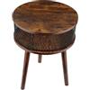 Himimi Tavolino rotondo da salotto con ripiano, moderno tavolino in legno con struttura in metallo e scrivania in legno, facile da montare, marrone.