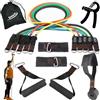 GREEN HILL Bande Elastiche Tubo Set 9 Pezzi Fitness Allenamento Pilates Home Gym Maniglie CAVIGLIERE COMBINABILE