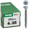 SPAX - Vite universale con testa svasata T-STAR plus, 4CUT, Filettatura piena, Bianco zincato, 4.0 x 35 mm, 200 pezzi