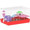 PawHut Gabbia per Criceti a 2 Livelli in Metallo e PP con Casetta, Serbatoio dell'acqua e Ruota, 47x30x27 cm|Aosom