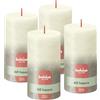 Bolsius Candele Rustiche a Colonna - Metallizzate - 13 x 7 cm - Avorio e Champagne - Confezione da 4 - Lunga Durata - Decorazione per Interni - Include Cera Vegana Naturale - Senza Olio di Palma
