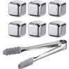 Westmark Cosmo set di cubetti di ghiaccio con pinze - cubetti di ghiaccio riutilizzabili con pinze, ideali per bevande fredde, raffreddano senza acqua, pratiche pietre refrigeranti - acciaio inox 7 pz