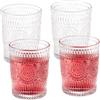 Relaxdays Set da 4 Bicchieri in Vetro da 300 ml, Lavabili in Lavastoviglie, Design Vintage, Acqua e Bibite, Trasparente, 8 cm