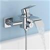 KULACO Rubinetto per vasca da bagno a cascata, rubinetto con interruttore a pressione, rubinetto per vasca da bagno con una sola mano, in ottone, rubinetto per bagno - cromato