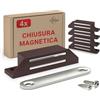 LouMaxx Chiusura Magnetica forte - Forza di Tenuta 8kg - Set di 4 Pezzi in Marrone - Magnete per Porte - Calamita Magnetica - Chiusura Magnetica per Armadi