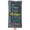 NIBESSER Telo Mare Personalizzato con Nome Telo Mare Microfibra Leggero 76x152 cm Asciugamano Mare Antisabbia ad Asciugatura Rapida Asciugamano da Spiaggia Morbido Confortevole, A- Nero