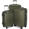 HAUPTSTADTKOFFER - ALEX - Set di 3 valigie, valigie rigide, trolley, bagaglio da viaggio opaco, set da viaggio, TSA, 4 ruote doppie (S, M e L), Avocado
