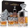 LIGHTEN LIFE Set decanter per whisky, decanter da whisky in cristallo da 849 ml con 4 bicchieri in confezione regalo, decanter da whisky senza piombo e set di vetro, set di decanter Bourbon di alta
