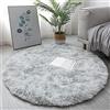 Tenekee Tappeto Rotondo Peloso Soggiorno Tappeti Soffici per Grandi Dimensioni Salotto Moderno Tappeto Morbido e Soffice per Salotto Cameretta Tavolino da Letto (80cm, Bianco grigio)
