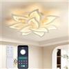 KAUCQI Plafoniera Soggiorno 85CM 60W Led Soffitto Lampadario Petalo, 3000-6000K Telecomando Dimmerabile, Salotto Lampada Salone Fiore