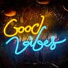 Eufrozy Dimmerabile Good Vibes Insegna al Neon, 43 * 28cm Luce al Neon con Interruttore Alimentato USB, Good Vibes LED Neon per Camera da Letto Soggiorno Discoteca Bar Decorazione per Feste Regalo
