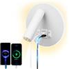 uksunvi LED Lampada da Lettura USB Tipo-C Due Interruttore di Bocca di Carica Regolabile 12W LED Spotlight 3000K Lampada Da Parete In Alluminio Lampada Da Letto Rotabile (Tondo bianco)