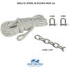 Inox Nautica CIMA PER ANCORA mm 10 x 30mt IMPIOMBATA CON CATENA E GRILLO INOX BIANCA TRECCIA