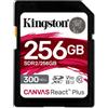 Kingston Technology 256GB Canvas React Plus SDXC UHS-II 300R/260W U3 V90 for Full HD/4K/8K