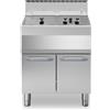 Ristosubito Friggitrice gas 2 vasche MDLR Modello F7070FRGV2V13P Capacità Lt. 13 + 13 Temp.°C. 0 / 190 Dim. cm L.70 P.70 H.85