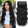 PORSMEER Extension Capelli a Clip 4PCS Lunga Clip in Hair Extension Capelli Estensioni Clip Ricci Ondulati Sintetici Posticci Capelli Extension con Clip per Donna 50 cm