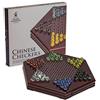 Yellow Mountain Imports, Set Dama Cinese Halma in Legno, Gioco da Tavolo 30,5 cm con 60 Biglie di Vetro Colorate e Cassetti Portaoggetti, Gioco Classico di Strategia