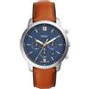 Fossil Orologio Neutra da uomo, movimento cronografo al quarzo con cinturino in pelle, Blu e marrone, 44 mm