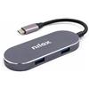 Nilox NXDSUSBC01 Docking Station 4-in-1, con 1 Porta HDMI, 3 Porte USB 3.0 e 1 Porta USB-C Power Delivery, Realizzata in Alluminio, Ideale per Espandere le Porte USB del Device, Grigio
