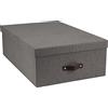 Bigso Box of Sweden Scatole con coperchio per oggetti vari - Scatole portaoggetti cartone per camera, bagno e ufficio - Scatole organizer impilabili in fibra di legno e carta - Set da 3 - grigio