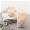 Lights4fun - Duo di Candele LED a Pile in Cera ad Effetto Marmo