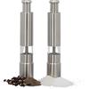 Relaxdays Set 2 macina pepe manuale acciaio inox maneggevole macinino per spezie da viaggio pressione pollice argento