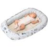 Medi Partners Riduttore Lettino Neonato - 100x60x15 Nido Antisoffoco Neonati Bozzolo Culla per Bebè neonata bilaterale Cuscino 100% Cotone Minky (Zoo di menta con Minky beige)