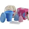 Femplete Set di 2 coppette mestruali in silicone sterilizzatore per l'igiene femminile alternativa a tamponi e tamponi