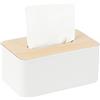 WOUMON Porta Fazzoletti con Coperchio in Legno, 21x13x9cm,Rettangolare,Scatola per Fazzoletti per Sala da Pranzo, Ufficio, Auto, Bagno (Bianco)