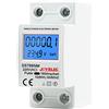 JOYELEC Contatore elettrico digitale LCD 220 V, contatore di corrente alternata 10 (60) A, 1 fase, contatore di corrente alternata a 2 poli, 2P DIN, potenza, tensione e corrente