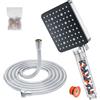 YEAUPE PRO Soffione Doccia Quadrato Filtro con Tubo 1.6M, YEAUPE PRO Filtro Doccia Soffione Anticalcare,Soffione per Doccia Alta Pressione,Quadrato Risparmio Idrico con 6 Modalità,Cromato