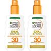 Garnier Ambre Solaire Ideal Bronze Spray Solare Protettivo Viso Corpo SPF 30 Protezione Alta contro UVA UVB Formula Waterproof con Attivatore di Melanina per Abbronzatura Intensa - 2 Flaconi da 200ml