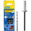 Rapid Scatola da 50 Rivetti in Alluminio Waterproof Impermeabili da Ø4 x 16 mm, Adatti a Fissare Contenitori di Liquidi, Grondaie, Pluviali, Coperture Esterne, con Punta per il Trapano (5000401)