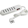 BTicino 3631DB Ciabatta Multipresa a 6 Uscite Bipasso con Interruttore Luminoso, 3500 W, 250 V, Bianco