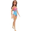 Barbie Bambola Mora con Costume da Bagno Blu, Rosa e Arancione, Giocattolo per Bambini 3+ Anni, GHW40